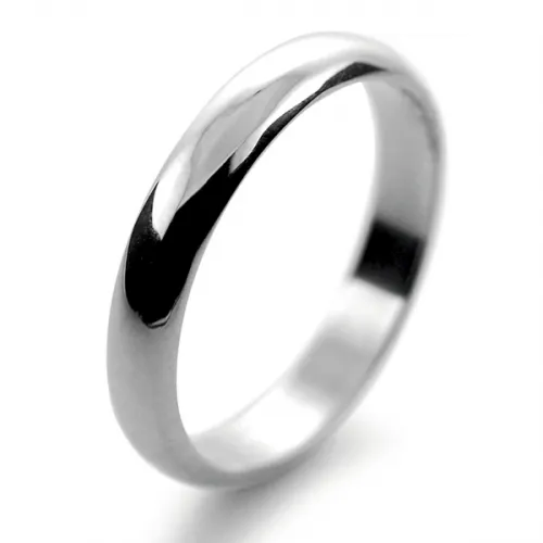 D Shape Light Weight - 3mm Palladium Wedding Ring 